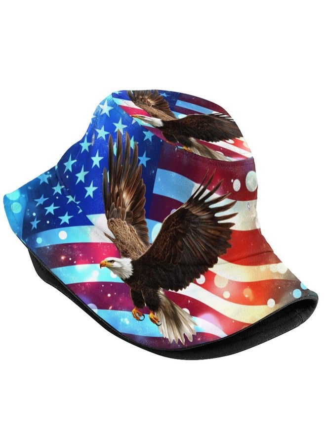 Krirteh America Bald Eagle Bucket Hat for Women Men Summer Travel Beach Sun Cap Patriotic USA Flag Hat Outdoor Fisherman Hat Unisex - Image 2